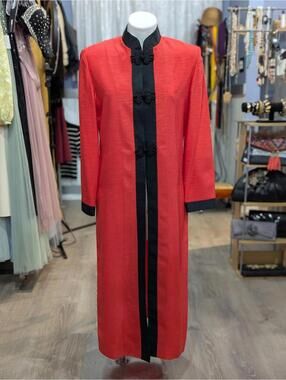 Mandarin Collar Jacket with Black Trim & Frog Closures